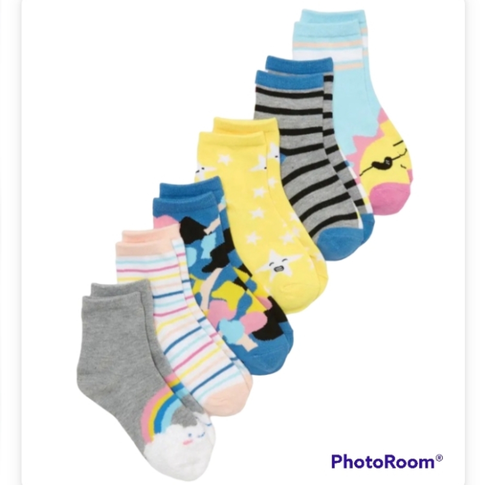 NWT Tucker & Tate Cool Sun Stripe Crew Socks-6 pack (Size 9-11 Big Kids)